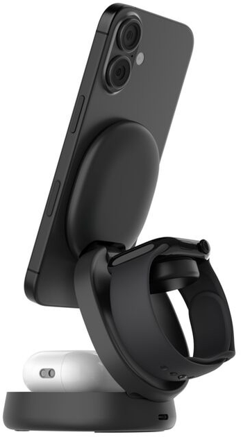 Індукційний зарядний пристрій Belkin BoostCharge 3-in-1 Magnetic Foldable Wireless Charger 15 Вт Black (WIZ034KQBK) - зображення 3