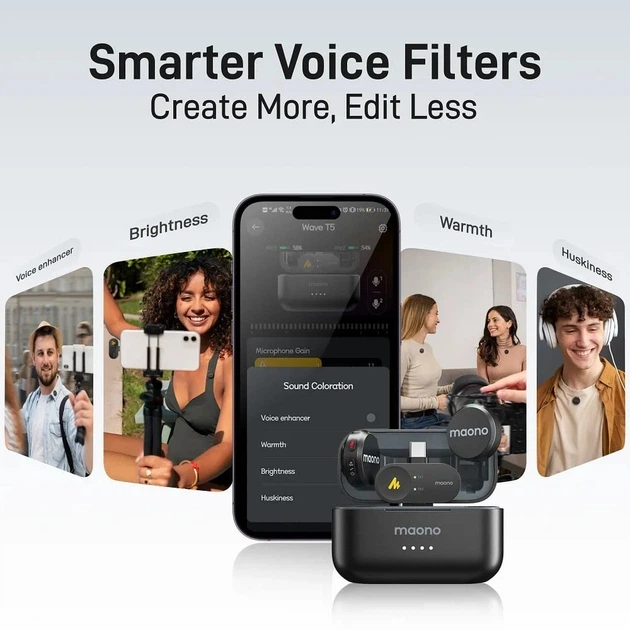 Петличный микрофон Maono Wave T5 COMBO для камеры, для смартфона