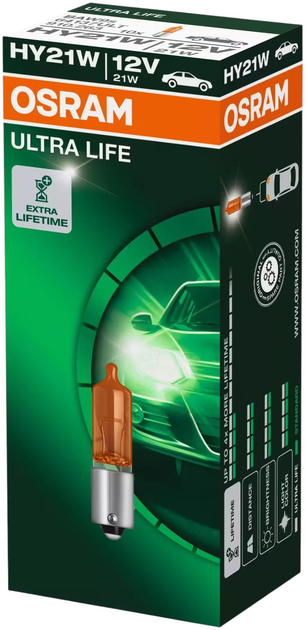 Zestaw żarówek samochodowych Osram Ultra Life HY21W 21 W 12 V Pomarańczowy 10 szt (64137ULT) - obraz 3