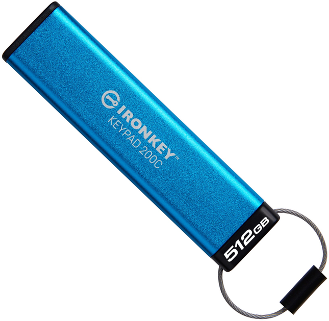Флеш пам'ять USB Kingston IronKey Keypad 200 512GB USB Type-C Blue (IKKP200C/512GB) - зображення 1