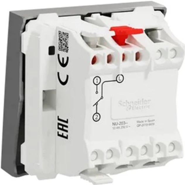 Перемикач 1-клавішний Schneider Electric Unica New 10А 2 модулі алюміній NU320330 - изображение 2