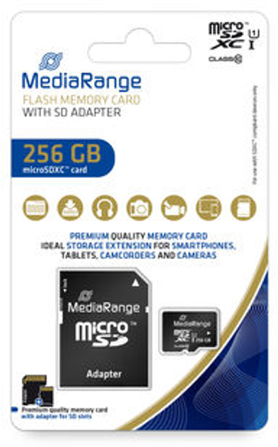 Карта пам'яті MediaRange microSDXC 256GB Class 10 + SD адаптер (MR946) - зображення 3
