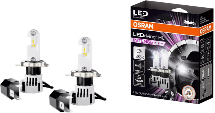 Zestaw żarówek samochodowych Osram LEDriving HL Intense H4/H19 27 W 12 V 2 szt (64193DWINT-2HFB) - obraz 1
