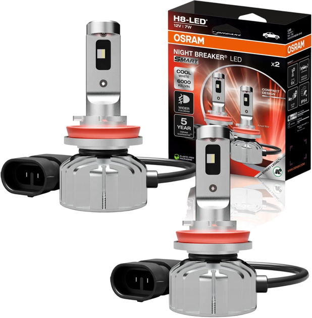 Zestaw żarówek samochodowych Osram Night Breaker LED Smart H8 7 W 12 V 2 szt (64212DWNBSM-2HB) - obraz 3
