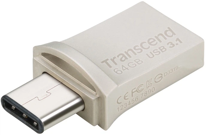 Pamięć flash USB Transcend JetFlash 890 64GB USB 3.1 Gen1 + Type-C Silver (TS64GJF890S) - obraz 3