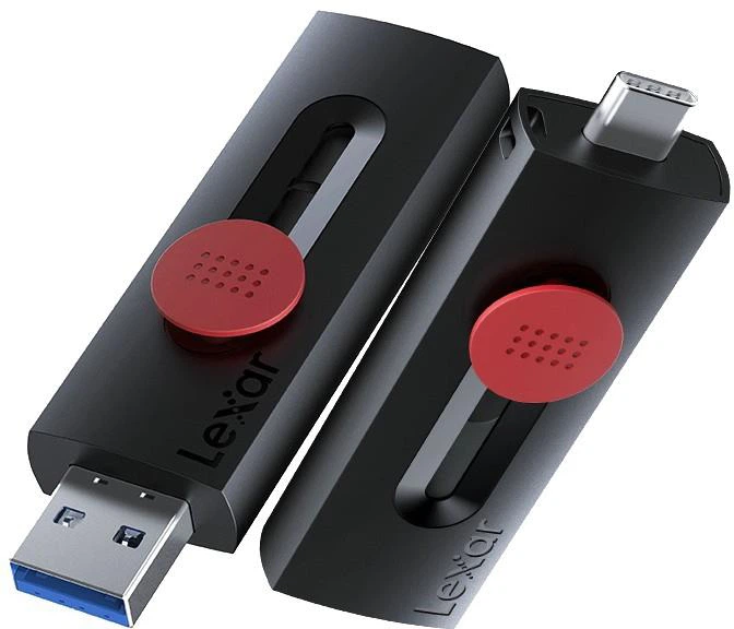 Pamięć flash USB Lexar JumpDrive D300 Dual 128GB USB 3.2 Gen2x2 Black/Red (LJDD300128G-BNBNG) - obraz 3