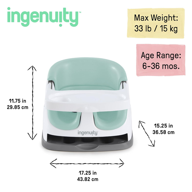 Стільчик для годування Ingenuity Baby Base Booster 2 в 1 Mist (0074451167285) - зображення 7