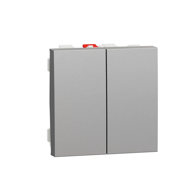 Переключатель двухклавишный Schneider Electric Unica New 2 модуля алюминий NU321330 - Фото 1 Переключатель двухклавишный Schneider Electric Unica New 2 модуля алюминий NU321330 - изображение 1