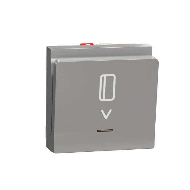 Выключатель карточный Schneider Electric Unica New с подсветкой 2 модуля алюминий NU328330 - Фото 1 Выключатель карточный Schneider Electric Unica New с подсветкой 2 модуля алюминий NU328330 - изображение 1