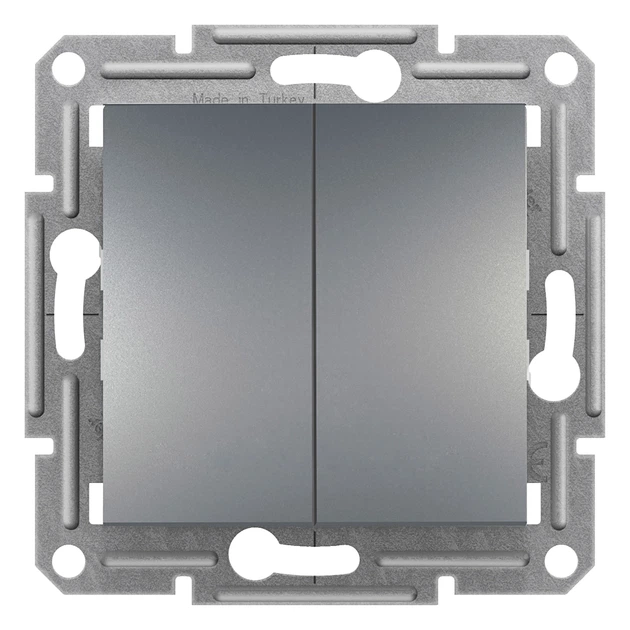 Переключатель двухклавишный Schneider Electric Asfora сталь EPH0600162 - Фото 1 Переключатель двухклавишный Schneider Electric Asfora сталь EPH0600162 - изображение 1
