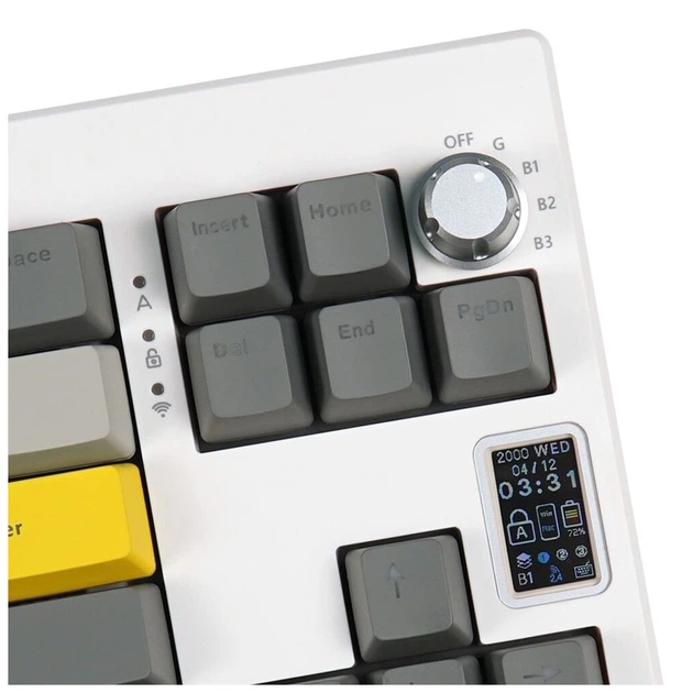 Клавиатура Epomaker Shadow-X 70 Wisteria Linear Switch Hot-Swap LCD Screen RGB Wireless/Bluetooth/USB UA White (SHX-W-WL) - изображение 3