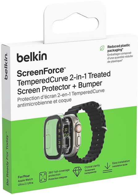 Чохол Belkin ScreenForce TemperedCurve 2-in-1 для Apple Watch Ultra 1/2 Transparent (OWA001ZZCL) - зображення 9