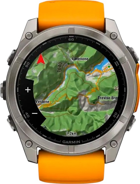 Smartwatch Garmin fenix 8 51mm AMOLED Sapphire Titanium with Spark Orange and Graphite Silicone Band (010-02905-11) - obraz 6