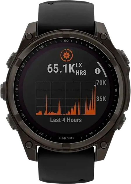 Smartwatch Garmin fenix 8 47mm Solar Sapphire Carbon Grey DLC titanium with Black and Pebble Grey Silicone Band (010-02906-11) - obraz 3