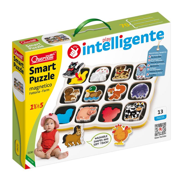 Розвивальна іграшка Quercetti Smart Puzzle Ферма (8007905002308) (955555912458120) - Уцінка - зображення 1