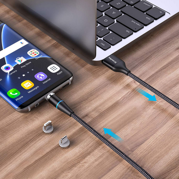 Kabel ColorWay 3 in 1 USB Type-A - Lightning MicroUSB Type-C 1 m Black (CW-CBUU038-BK) (955555906379969) - Outlet - obraz 6