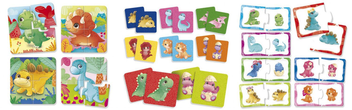 Настільна гра Lisciani Carotina Baby Dinoland 3 в 1 (8008324092529) (955555912317276) - Уцінка - зображення 2