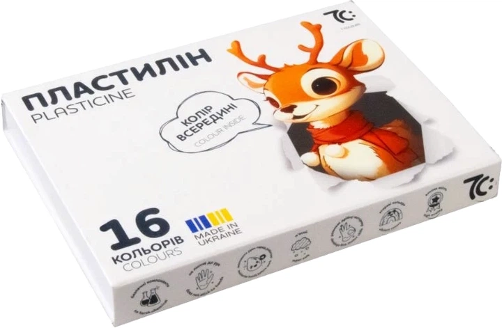 Пластилін 7C 16 кольорів 128 г (7C31602) - Фото 1 Пластилін 7C 16 кольорів 128 г (7C31602) - зображення 1