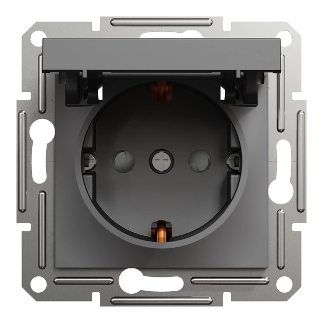 Розетка Schneider Electric Asfora с крышкой с заземлением антрацит EPH3100171 - изображение 5