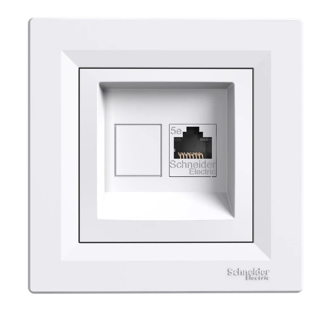 Компьютерная розетка Schneider Electric Asfora RJ45 кат. 5Е UTP белая EPH4300121 - Фото 1 Компьютерная розетка Schneider Electric Asfora RJ45 кат. 5Е UTP белая EPH4300121 - изображение 1