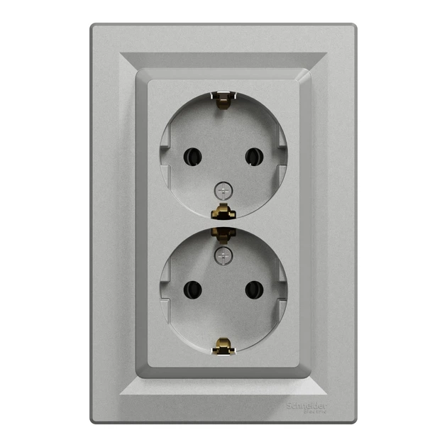 Розетка Schneider Electric Asfora з заземленням подвійна алюміній EPH9900161 - зображення 5