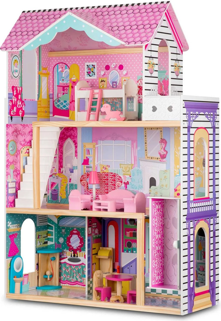 Drewniany domek dla lalek Ricokids 3-piętrowy (5903890605476) - obraz 3