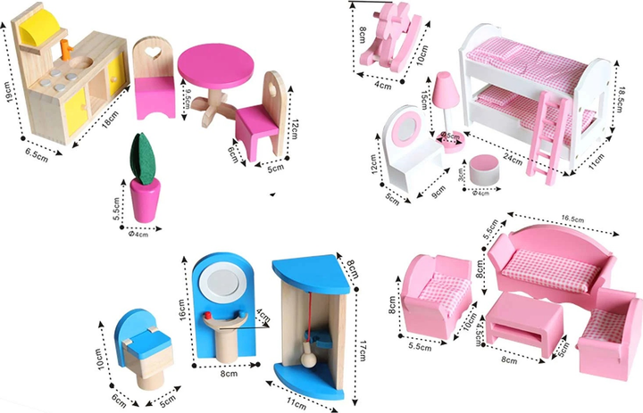 Drewniany domek dla lalek Ricokids 3-piętrowy (5903890605476) - obraz 11