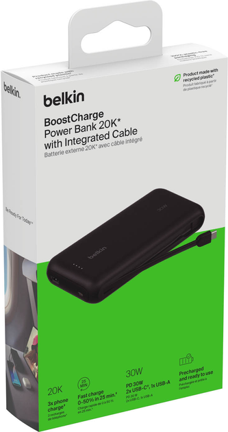 УМБ Belkin BoostCharge 20000 mAh 30W Built-In USB-C Black (BPB024HQBK) - зображення 7