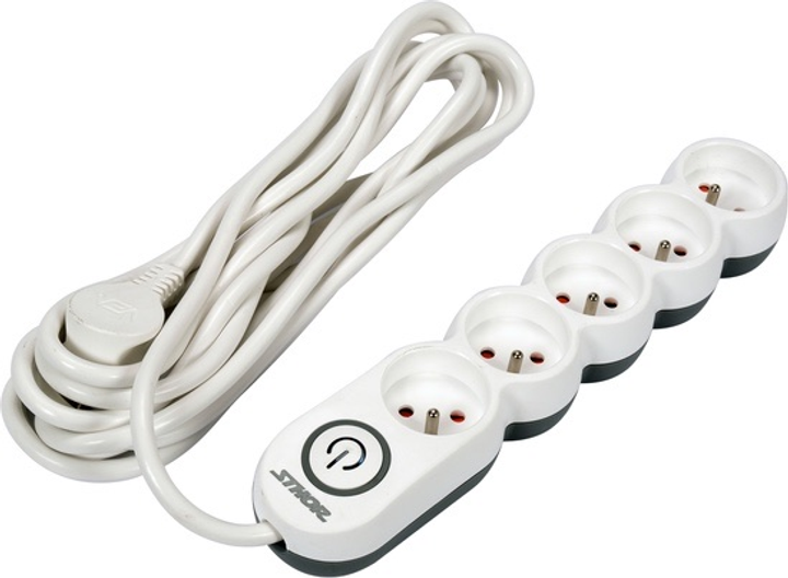 Przedłużacz sieciowy STHOR 3x1.5 mm2, 5m, 5 gniazd, ze włącznikiem i uziemieniem (72358_sth) - obraz 1