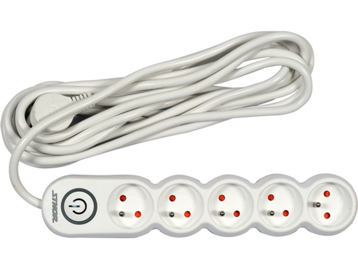 Przedłużacz sieciowy STHOR 3x1.5 mm2, 5m, 5 gniazd, ze włącznikiem i uziemieniem (72358_sth) - obraz 2