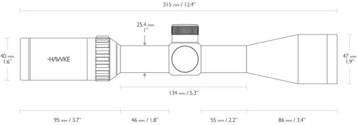 Прицел оптический Hawke Vantage 3-9х40 сетка Mil Dot с подсветкой (5 уровней яркости подсветки с зеленой/красной подсветкой) - изображение 4