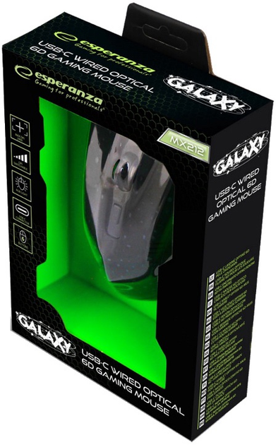 Mysz Esperanza MX212 Galaxy USB Black/Green (5901299945445) - obraz 5