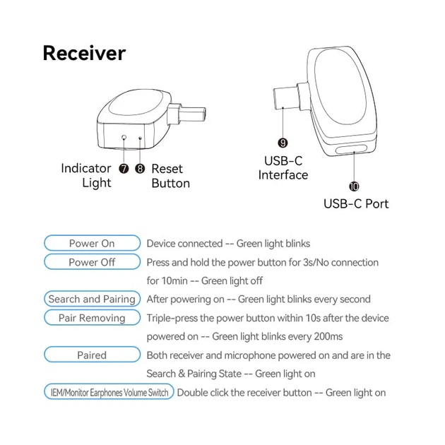 Мікрофон бездротовий, петличний Vention, подвійний, USB Type-C 2-Pack Wireless Lavalier Black (NCBB0) - изображение 7