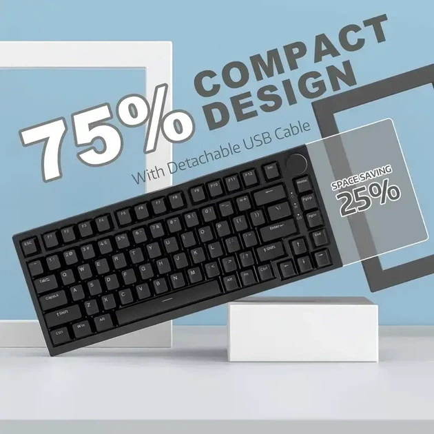 Механическая клавиатура Ajazz AK820 Red Switch, черная, белая