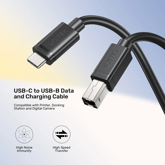 Kabel Unitek USB-C - USB-B 2 m Black (C14140ABK03-2M) - obraz 3