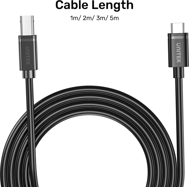 Kabel Unitek USB-C - USB-B 5 m Black (C14140ABK03-5M) - obraz 10