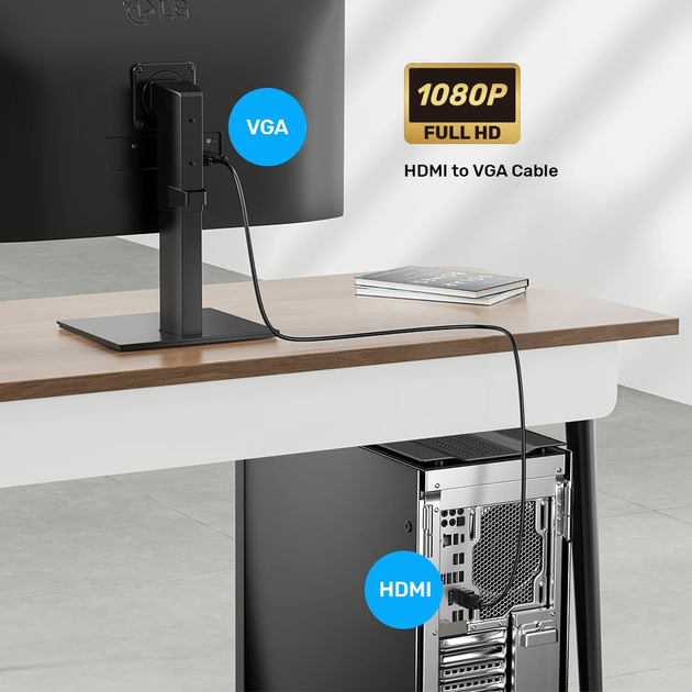 Kabel Unitek HDMI - VGA 2 m Black (V1185A01) - obraz 4