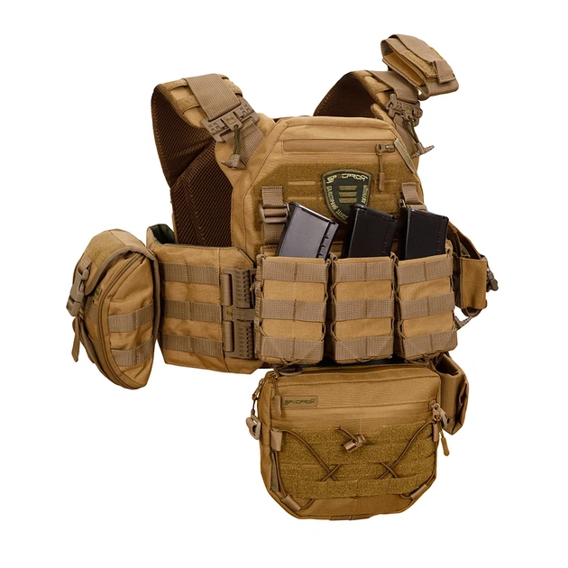 Плитоноска Warmor gen.3 Pro Max XL Койот. Система быстрого сброса. 7 подсумок. (Большого размера) (00000002457) - изображение 3