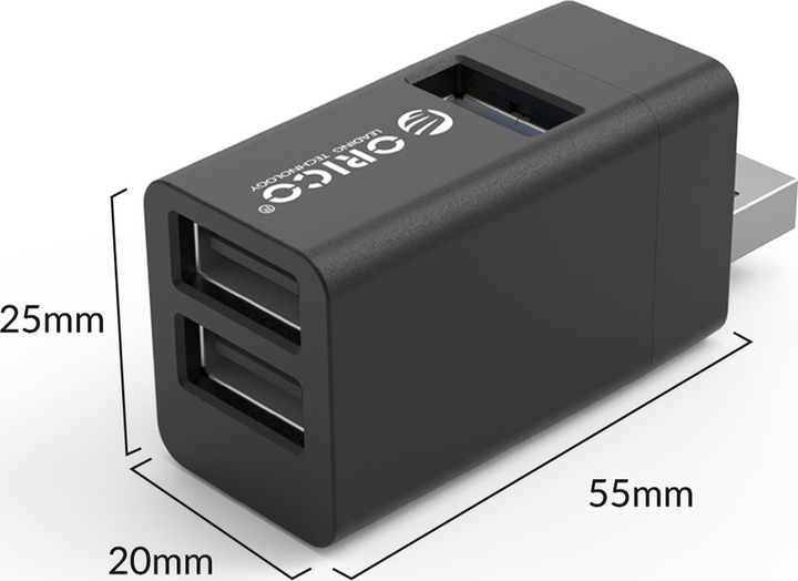 USB-хаб Orico Mini 1 х USB-A 3.0, 2 х USB-A 2.0 5Gbps (MINI-U32L-GY-BP) - зображення 4