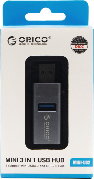 USB-хаб Orico Mini 1 х USB-A 3.0, 2 х USB-A 2.0 5Gbps (MINI-U32L-GY-BP) - зображення 6