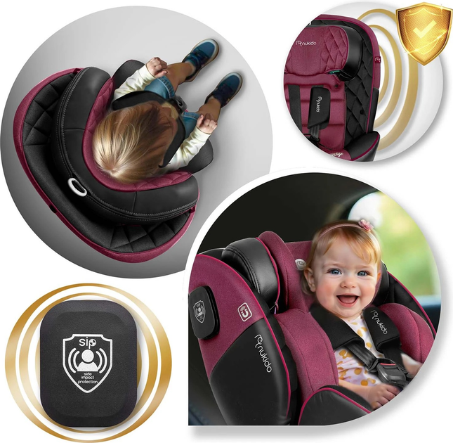 Fotelik samochodowy Nukido Prestige Line 0-36 kg ISOFIX Czarno-różowy (5903890626655) - obraz 4