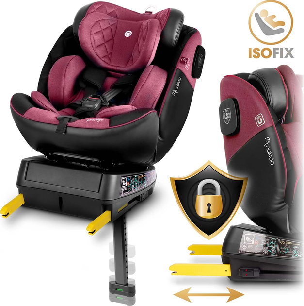 Fotelik samochodowy Nukido Prestige Line 0-36 kg ISOFIX Czarno-różowy (5903890626655) - obraz 6