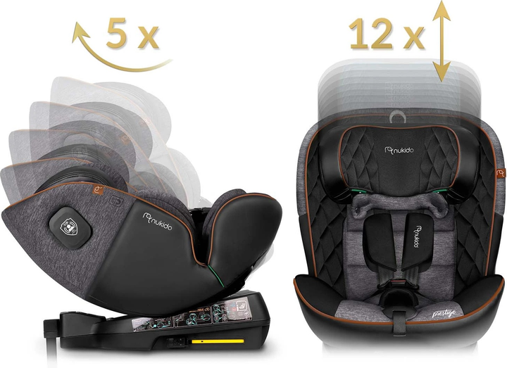 Fotelik samochodowy Nukido Prestige Line 0-36 kg ISOFIX Czarno-szary (5903890626631) - obraz 6
