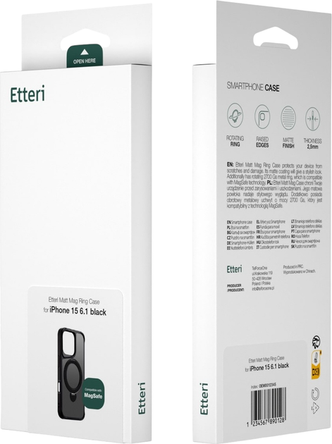 Etui plecki Etteri Matt Mag Ring do Apple iPhone 12 / 12 Pro 6.1 Black (GSM190641) - obraz 5