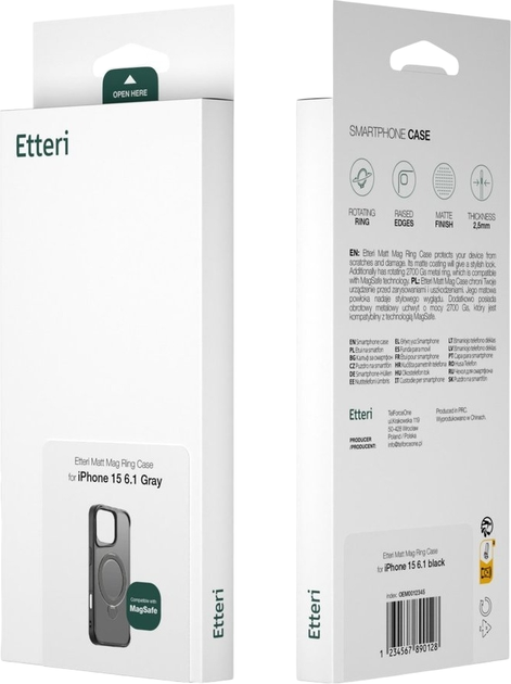 Etui plecki Etteri Matt Mag Ring do Apple iPhone 14 6.1 Grey (5906961960122) - obraz 5