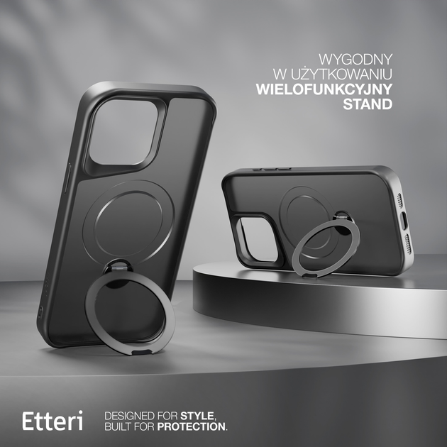 Etui plecki Etteri Matt Mag Ring do Apple iPhone 15 Pro Max 6.7 Black (GSM190647) - obraz 6