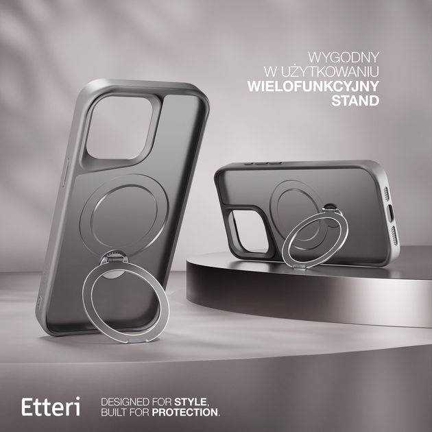 Etui plecki Etteri Matt Mag Ring do Apple iPhone 15 Pro Max 6.7 Grey (GSM190636) - obraz 6