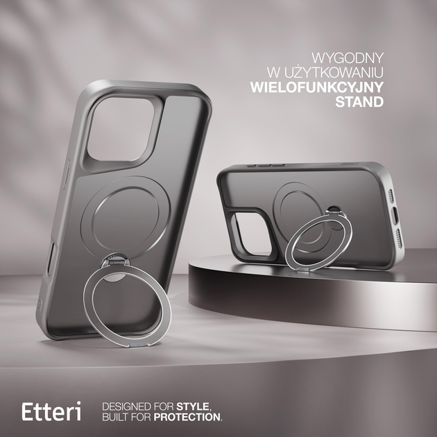 Etui plecki Etteri Matt Mag Ring do Apple iPhone 16 6.1 Grey (GSM190637) - obraz 6