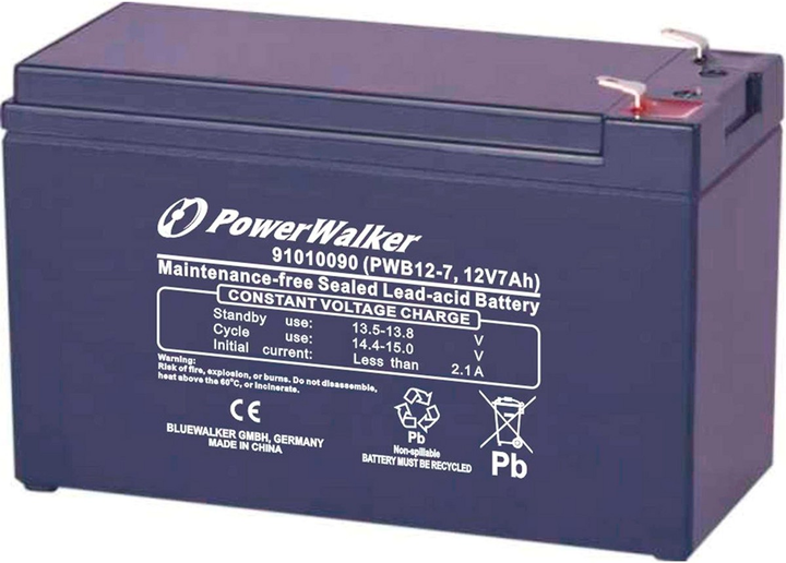 Akumulator PowerWalker PWB12-7 12 V 7 Ah (91010090) - obraz 1