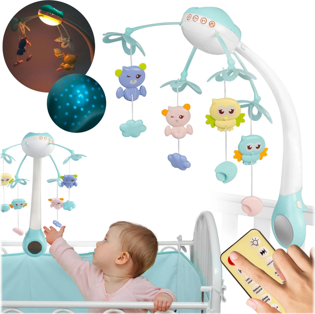 Karuzela do łóżeczka z projektorem RICOKIDS RK-813 Niebieska (5903890607197) - obraz 3